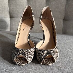Marc Fisher Snakeskin Peep-Toe Heels